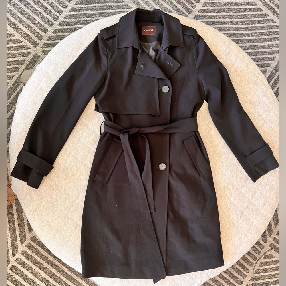 CLOVIS Small Black Lined Trench Coat